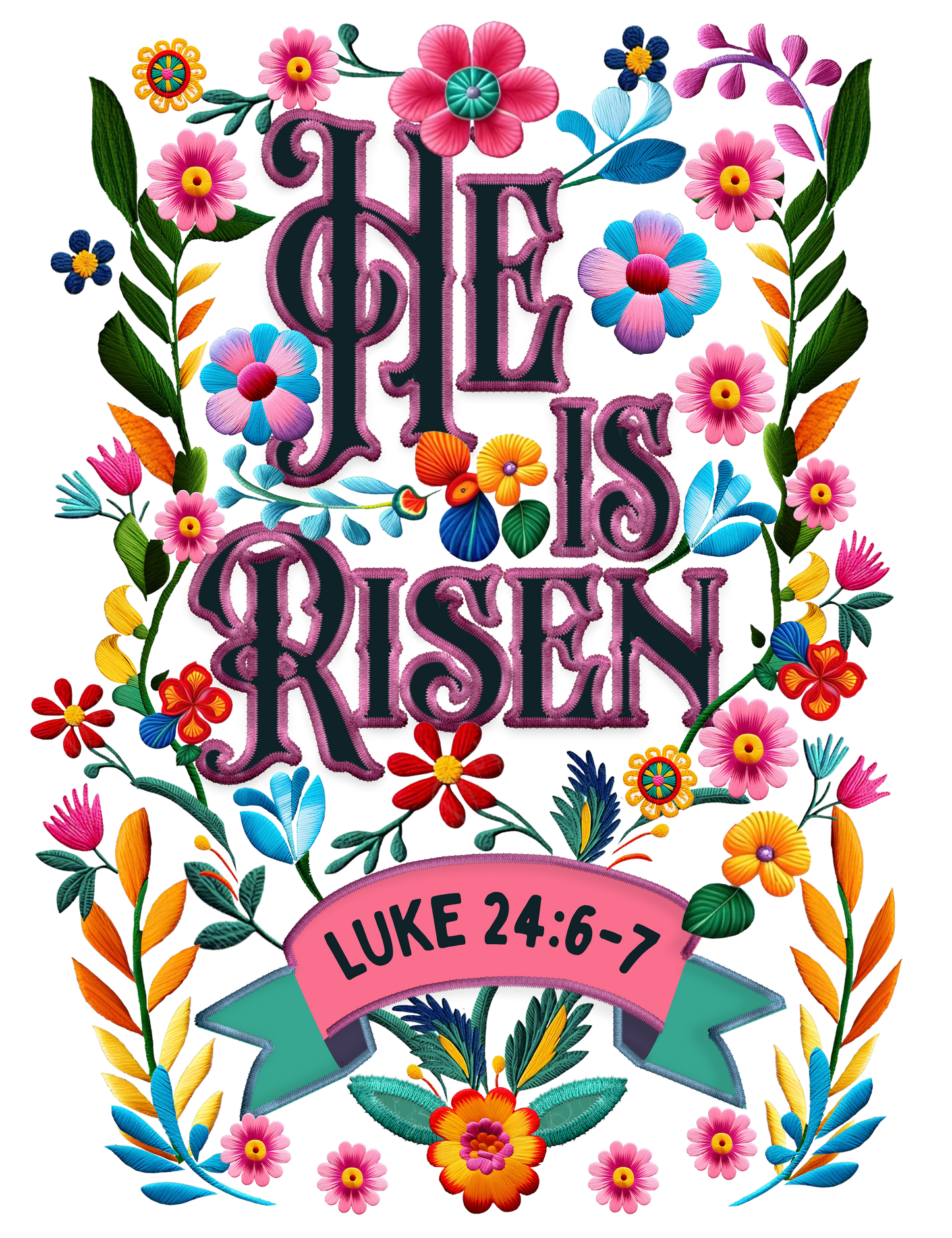 He is Risen Faux Embroidery